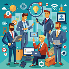 Technology in the hands of businessmen illustration
