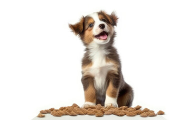 cute puppy posing near food. pet concept.Generative AI