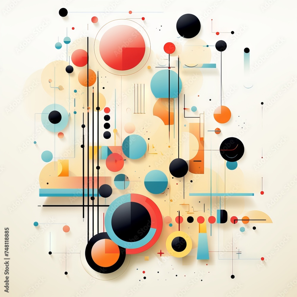 Aufkleber a dynamic abstract graphic design that combines blue and orange with space-themed elements and geome