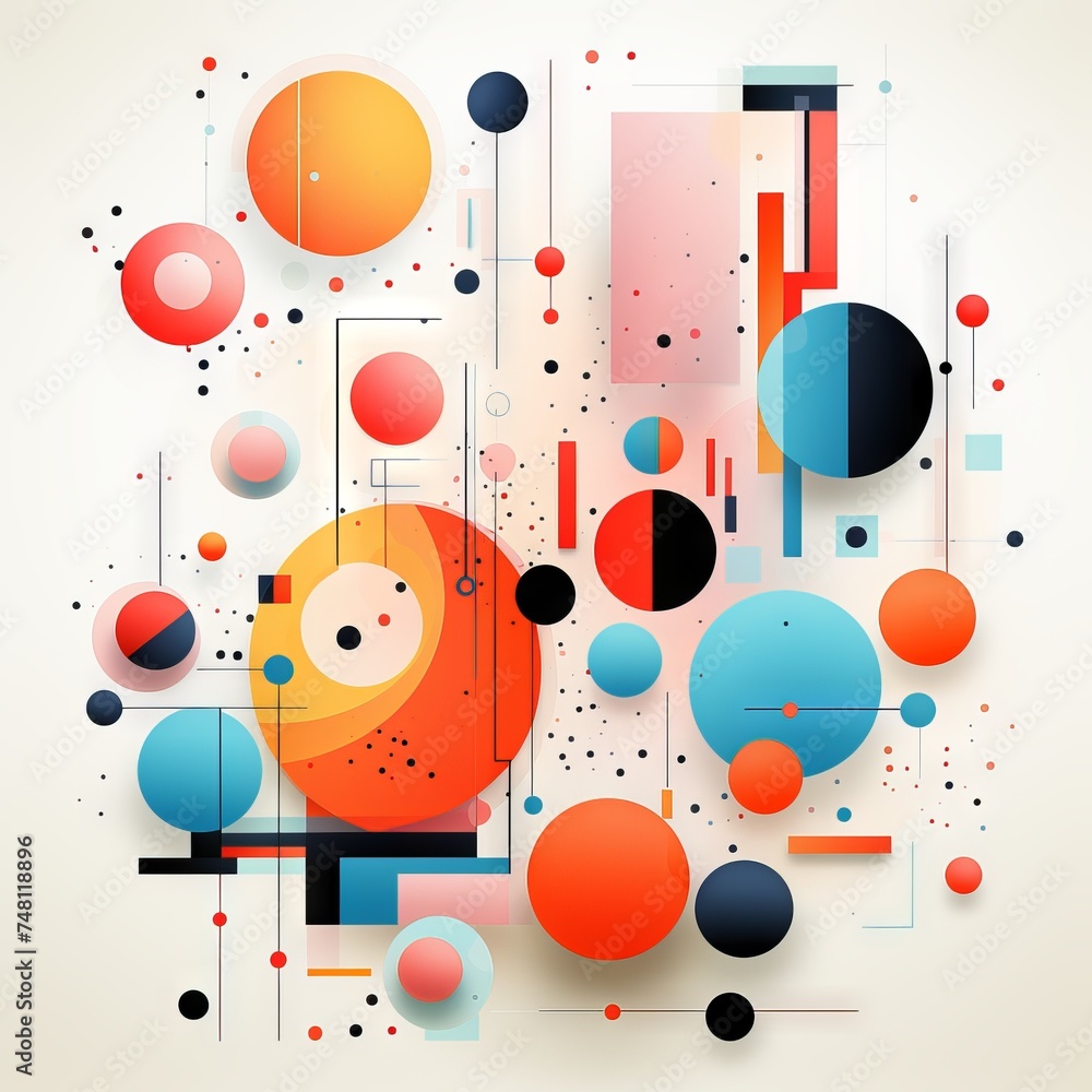 Aufkleber a dynamic abstract graphic design that combines blue and orange with space-themed elements and geome