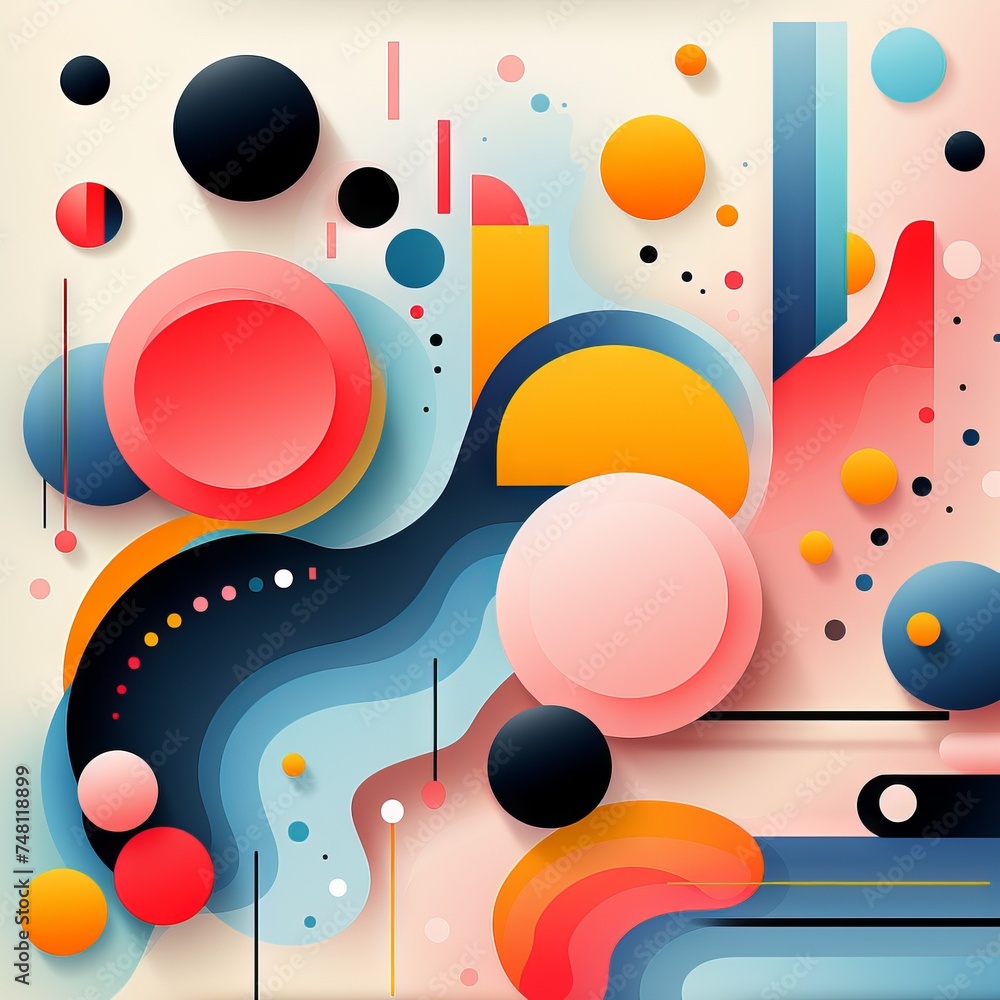 Aufkleber a dynamic abstract graphic design that combines blue and orange with space-themed elements and geome