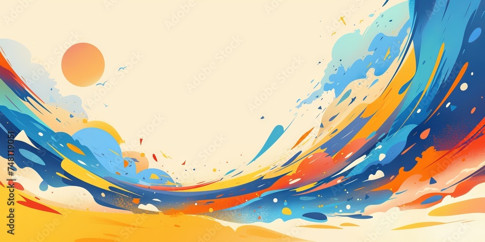 Aufkleber bright and dynamic abstract in the neomorphism style with a variety of geometric shapes. concept: we
