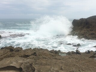 Wave Crashing on Rocky Beach, Playa Puerto Nuevo