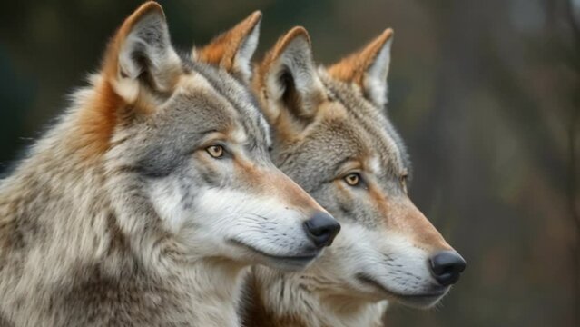 video of a pair of wolves side by side