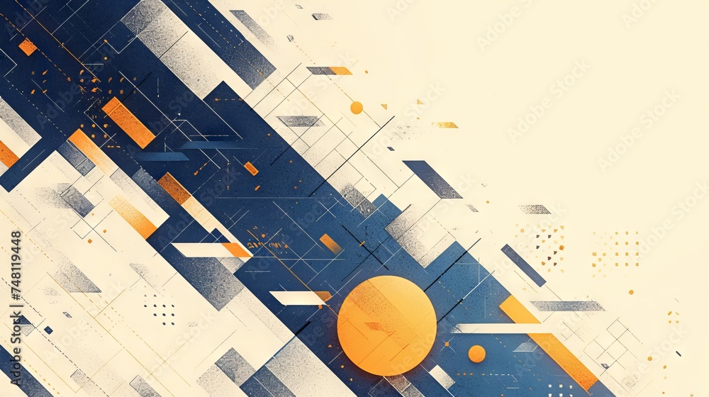 Poster bright and dynamic abstract in the neomorphism style with a variety of geometric shapes. concept: we