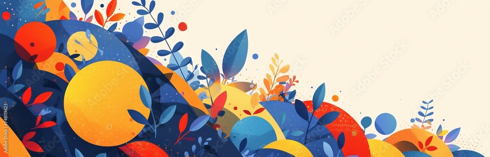 Aufkleber a dynamic abstract graphic design that combines blue and orange with space-themed elements and geome