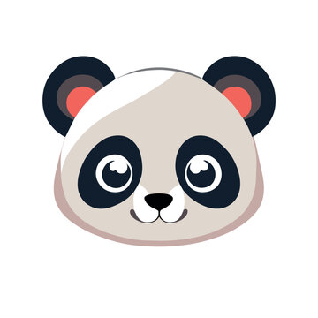 vector graphic logo of panda, simple minimal, cute--no realistic photo details, vector illustration kawaii