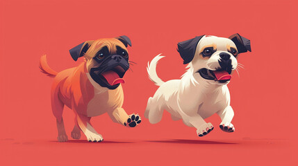 Obraz premium bulldog puppy cartoon with red background