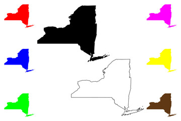 State of New York (United States of America, USA or U.S.A.) silhouette and outline New York map