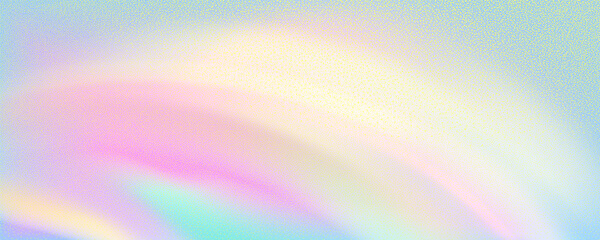 Abstract background featuring a holographic blur with a color gradient.Vector grain noise texture, and watercolor blend.Neon iridescent colors creating a smooth gradation effect.