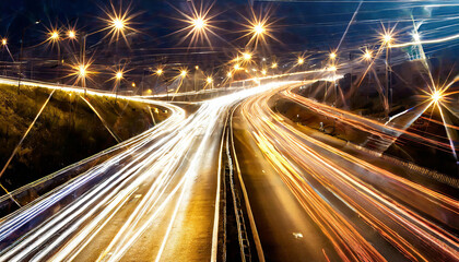 Fototapeta na wymiar a long exposure photo of a highway at night