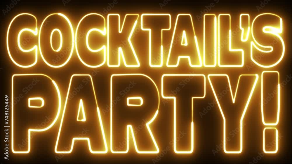 Aufkleber cocktail's party text font with light. luminous and shimmering haze inside the letters of the text c