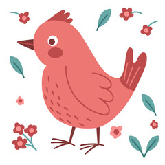Spring bird. Vector cartoon illustration in childish style.2