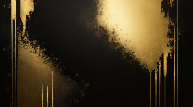 textura de pared de pintura negra dorada. negro y dorado, fondo grunge abstracto. Fondo art&iacute;stico abstracto. Fondo de pintura negra y dorada. grunge negro y dorado.