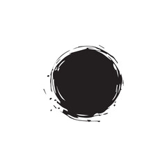 Fototapeta na wymiar Brush circles round shape Stock black color design.