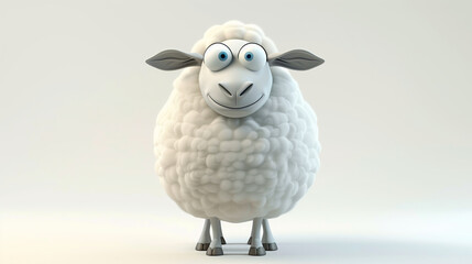 3d funny cartoon character sheep isolated on white background