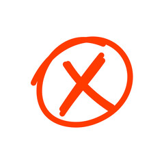 Doodle Prohibition Icon, Cross Sign