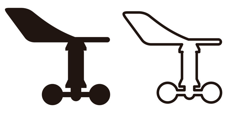 Black anemometer with wind direction icon. 