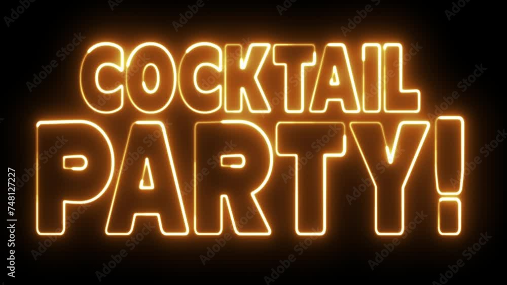 Aufkleber cocktail party text font with light. luminous and shimmering haze inside the letters of the text coc