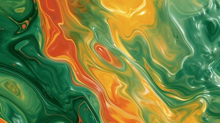 Abstract green and orange marble background.