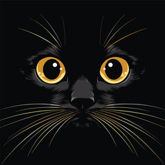 face of cat black isolated icon vector illustration de