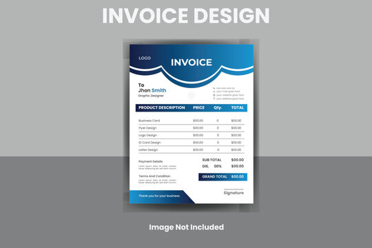 Business invoice form template. Invoicing quotes, money bills or price invoices, and payment agreement design templates. Tax form, bill graphic, or payment receipt page vector