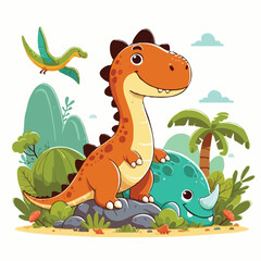 Obraz premium Cute dainosar vector on white background.