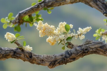 Sudanese frankincense tree branch with white frankincense