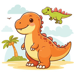 Obraz premium Cute dainosar vector on white background.