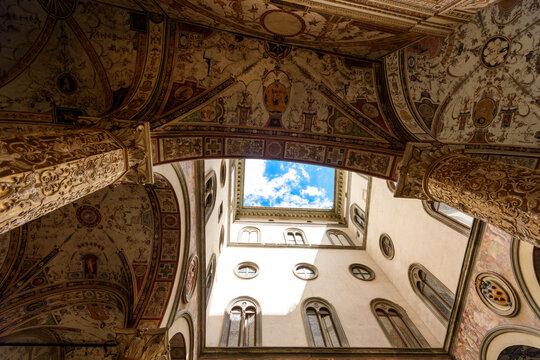Florence, Italy - June 28, 2023: Florence, Italy from Piazza della Signoria with Palazzo Vechio