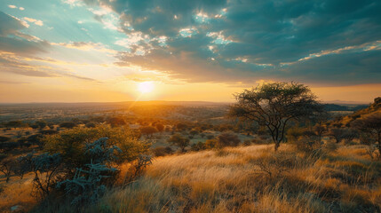 Fototapeta na wymiar Sunrise in the African savanna