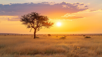 Sunset on African plains