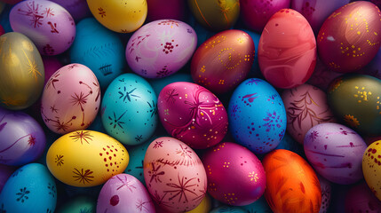 Fototapeta na wymiar Painted easter eggs colorful background wallpaper design.