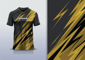 Sport Jersey Design Template Mockup Stripe Line Abstract for Sports Football Soccer, Racing, Running, in Gold Color