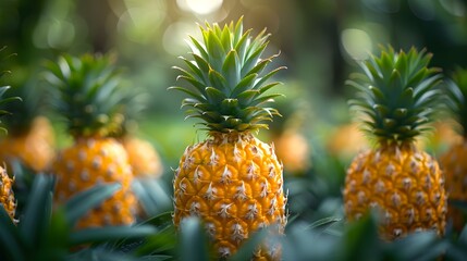 The History and Origins of Pineapple. Concept Pineapple, Origins, History, Cultivation, Tropical Fruit - obrazy, fototapety, plakaty
