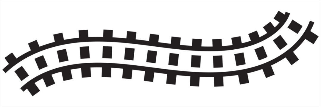 Railway Line, Rails Symbol, Train Tracks Sign, Railroad Pictogram, Railway Track Silhouette. Vector illustration.