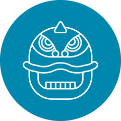 Dragon Line Circle Icon Design