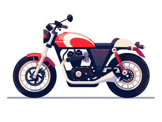 Obraz premium 2d flat image of retro motorcycle isolated on a white background.