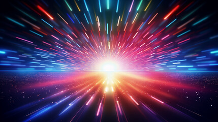 Naklejka premium disco light explosion,spotlight center,spiral light beam,vibrant color, abstract background