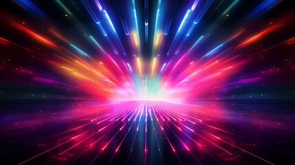 Naklejka premium disco light explosion,spotlight center,spiral light beam,vibrant color, abstract background