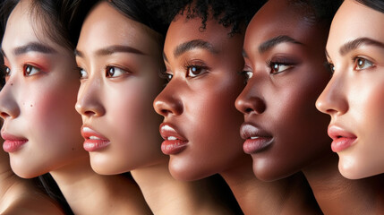 A group of women displaying a range of facial expressions, including happy, sad, surprised, angry, and confused