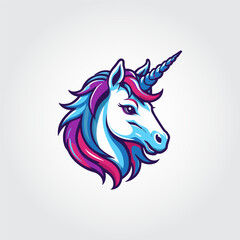 Colorful rainbow Unicorn editable vector logo. LGBTQ color concept. Unicorn mascot logo