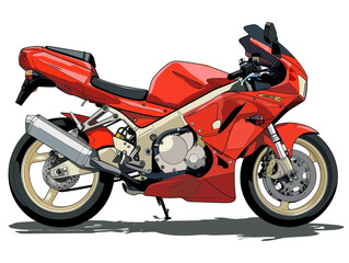 2d flat image of retro motorcycle isolated on a white background.