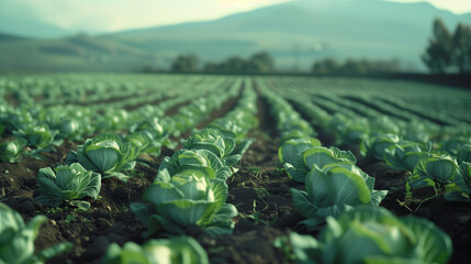 cabbage growing in the garden - obrazy, fototapety, plakaty