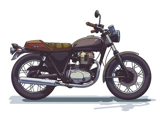 Fototapeta premium 2d flat image of retro motorcycle isolated on a white background.