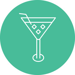 Cocktail Line Circle Icon Design