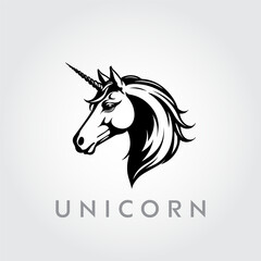 Unicorn Vector editable logo design. Unicorn silhouette