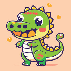 alligator cute monsters, doodle art style, funny, vector illustration kawaii