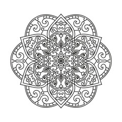 Black and white Mandala illustration Hand drawn outline Mandala. Mandalas for coloring book	