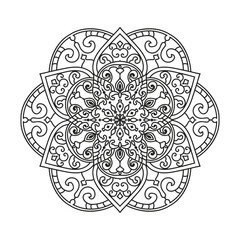 Black and white Mandala illustration Hand drawn outline Mandala. Mandalas for coloring book	